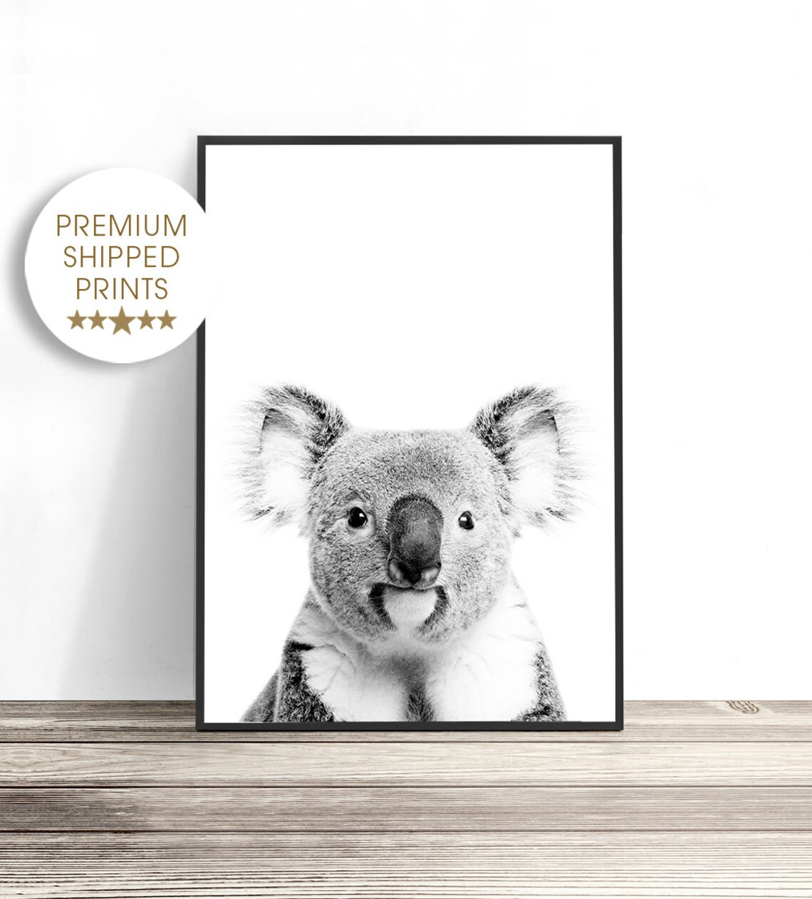 Black and White Koala Art Print, Nursery Decor