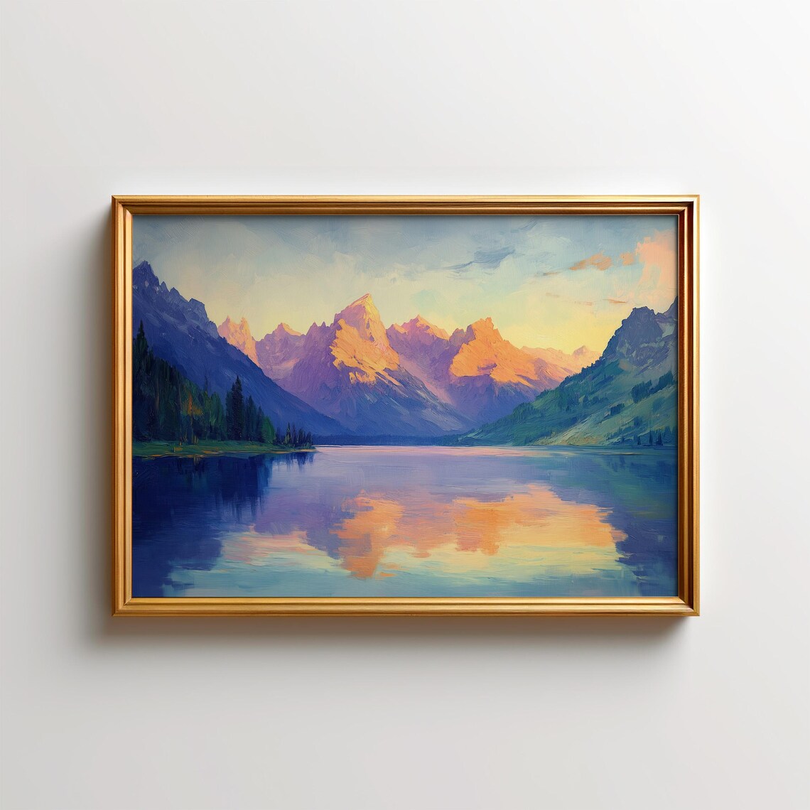 Jenny Lake Grand Teton Sunset Mountain Reflection Wyoming Art Poster