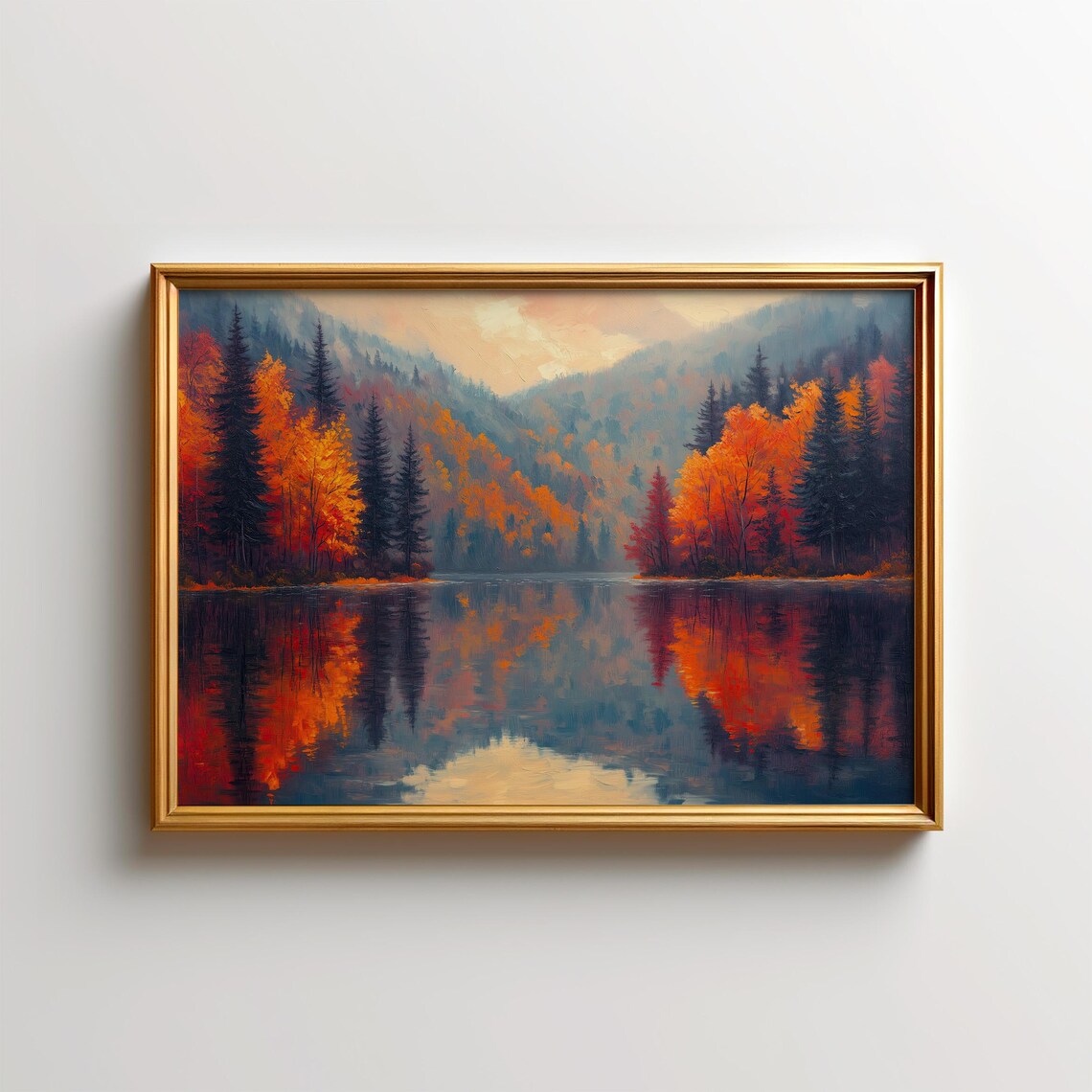 Autumn Great Smoky Mountain Painting Fontana Lake Wall Art Fall Landscape Tennessee Nature Print North Carolina Gifts Accent Decor