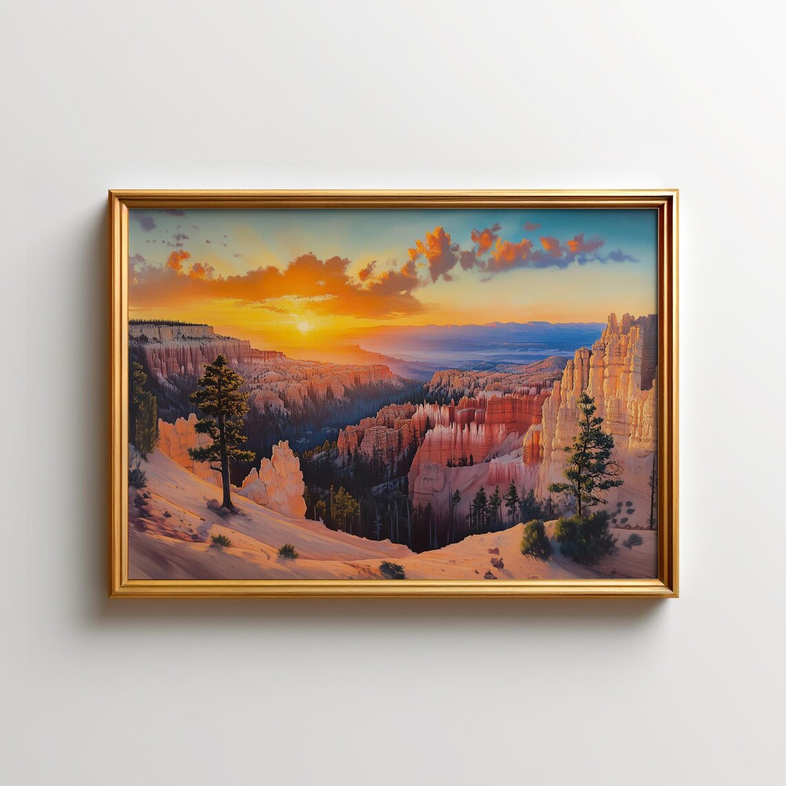 Bryce Canyon Utah Sunset Hoodoos Painting National Park Landscape Poster
