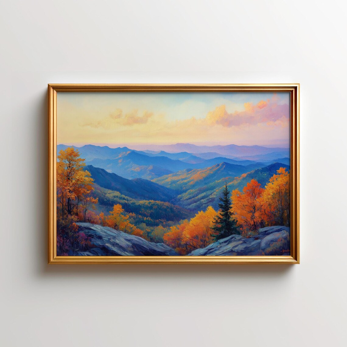 Blue Ridge Mountains Autumn Landscape Art Print