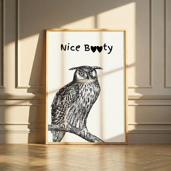 Funny Owl Bathroom Print Vintage Restroom Art Digital Download