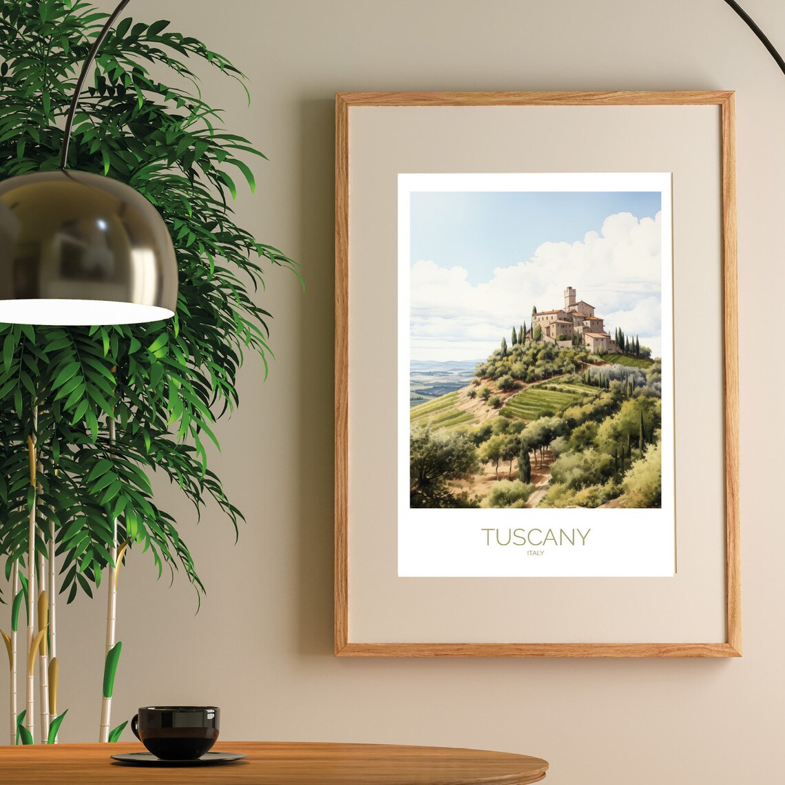 Tuscany Italy Hilltop Village Cypress Vineyard Green Hills Poster - Image 3