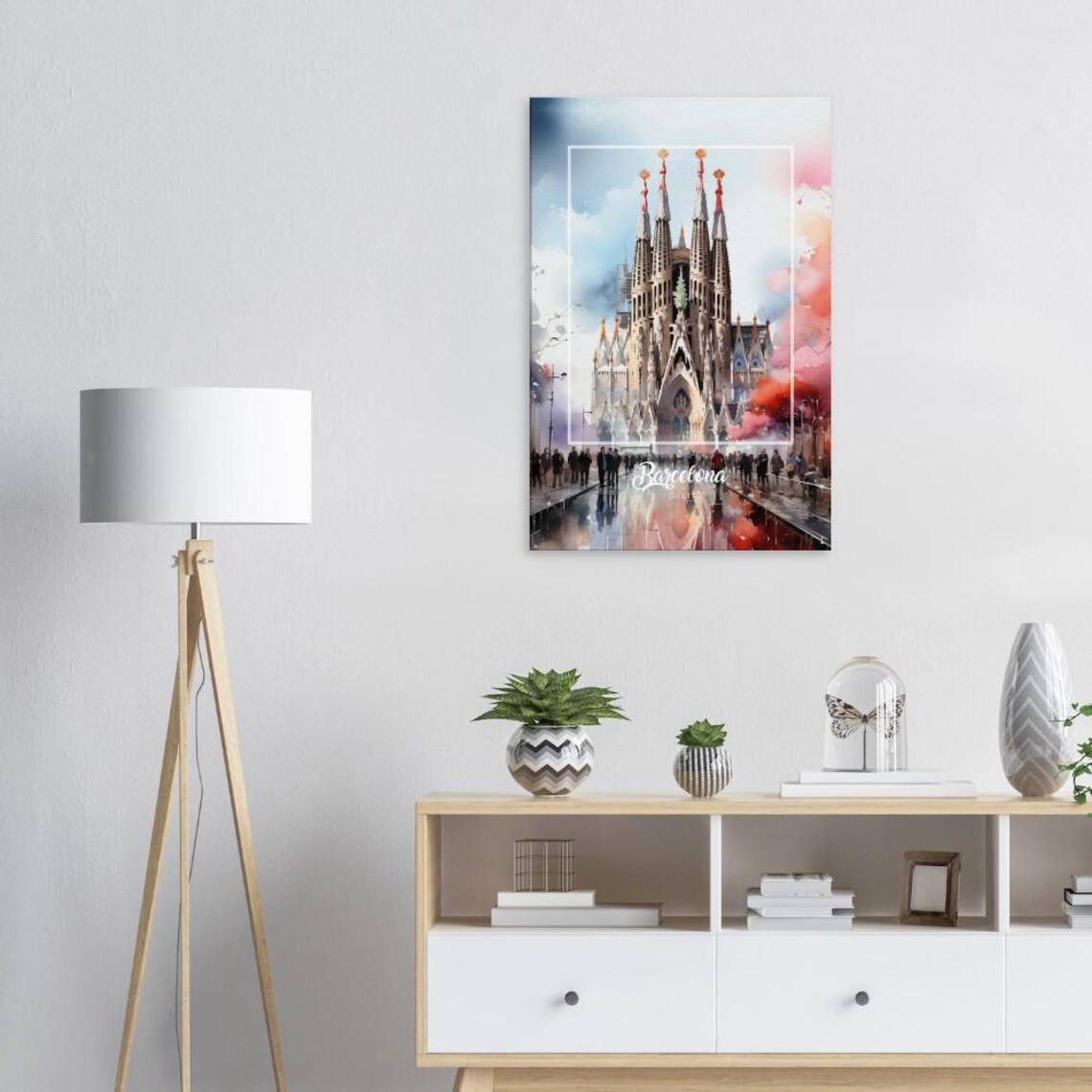 Sagrada Familia Watercolor Barcelona Spain Cathedral Travel Poster - Image 3