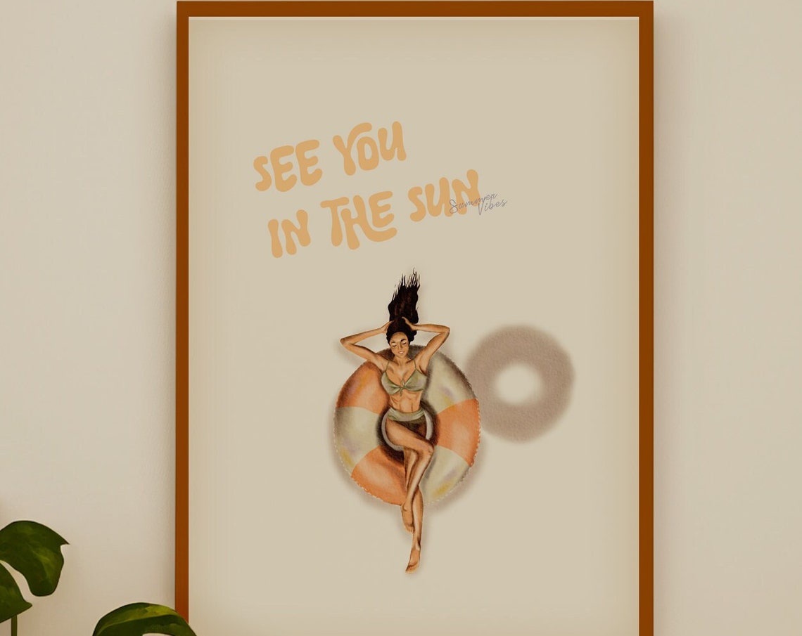 Vintage Beach Art Print, Tropical Summer Decor