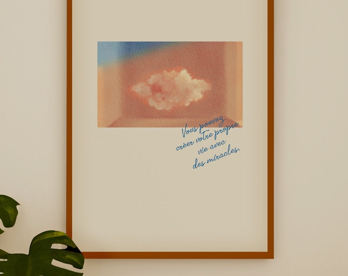 Vintage Cloud Dream, Pink Minimalist Art Print