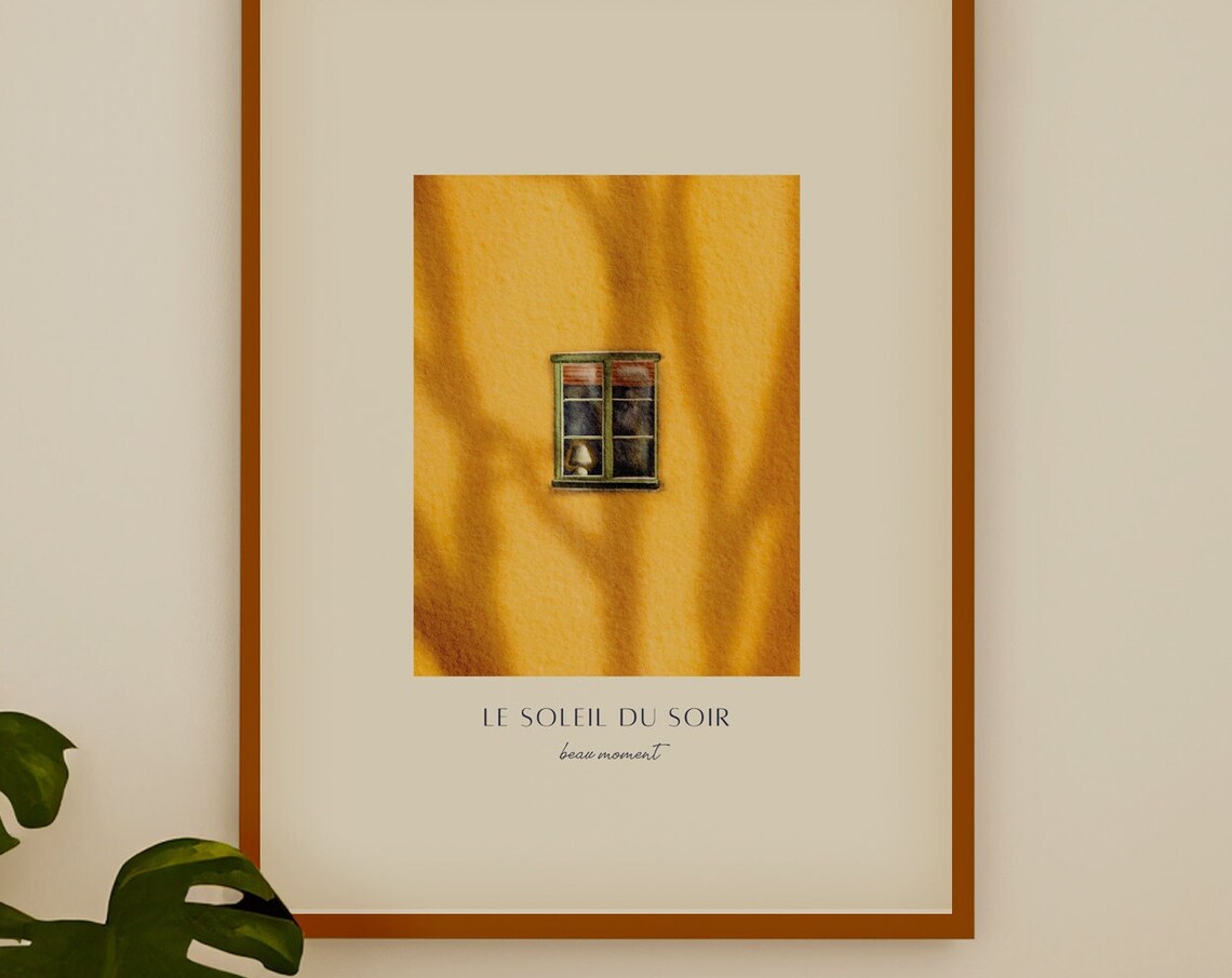Yellow House Cottage Window Art Print, Home Sweet Home