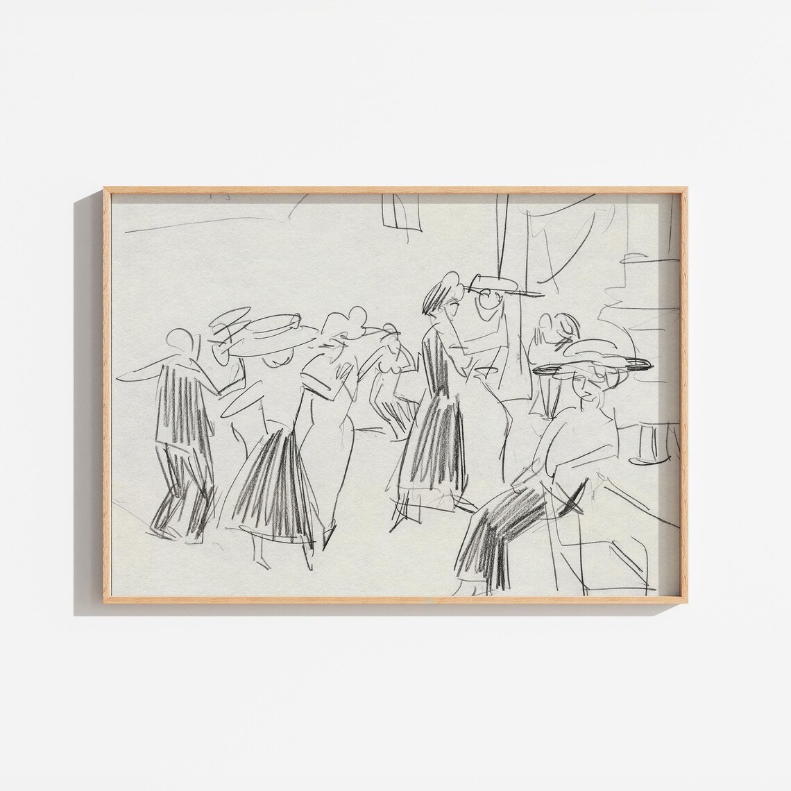 Vintage Black Ink Abstract Sketch Art Print