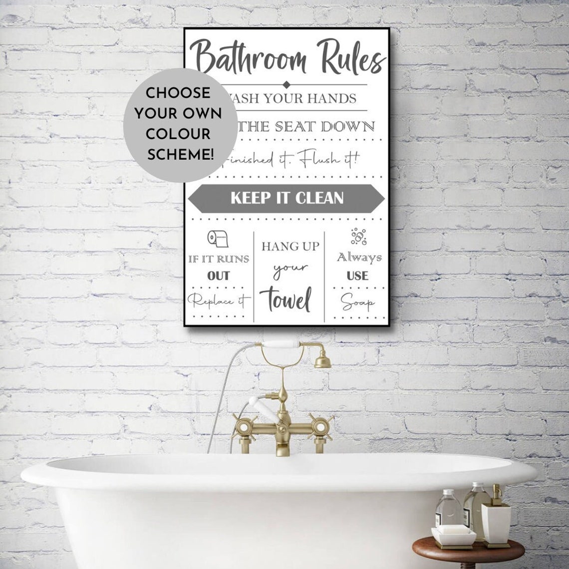 Bathroom Rules Print Toilet Rules Sign Bathroom Decor Loo Decor Bathroom Bathroom Wall Art Funny Bathroom Photo