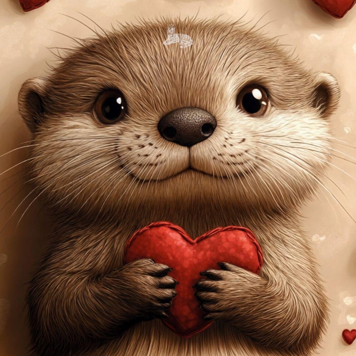 Baby Otter Holding Red Heart Love Valentines Day Cute Animal Poster - Image 4