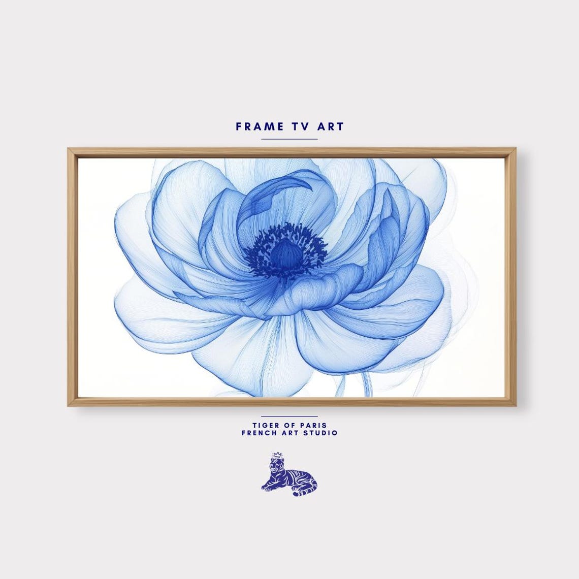 Translucent Blue Anemone Xray Flower Art Delicate Botanical Wall Print