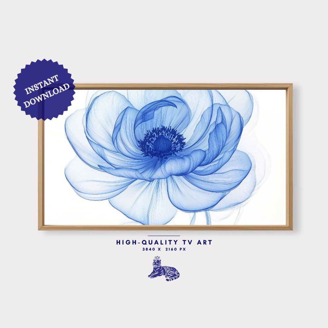 Translucent Blue Anemone Xray Flower Art Delicate Botanical Wall Print - Image 3