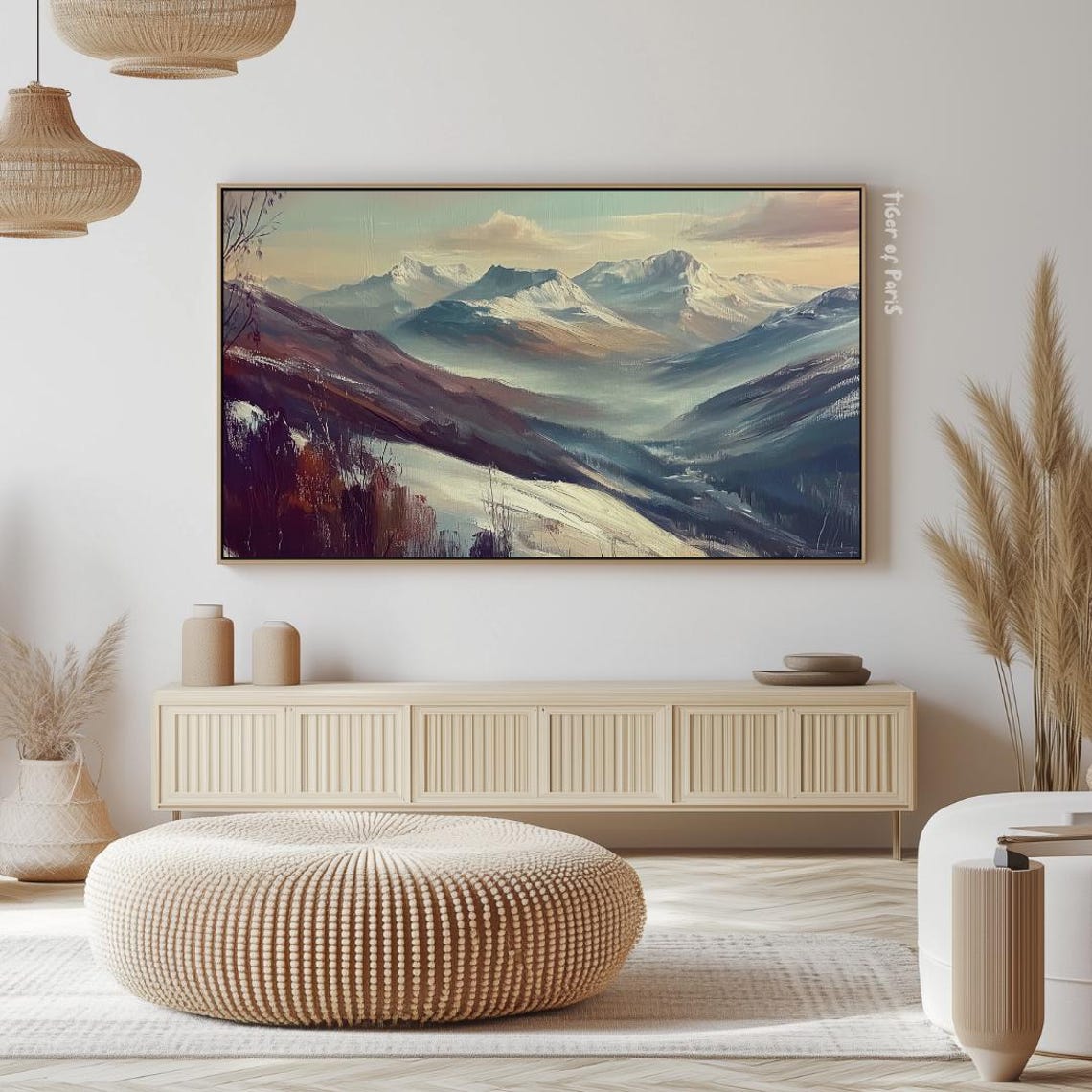 Frame Tv Art Winter Mountain Painting Snowy Scenic Artwork 169 - Image 2