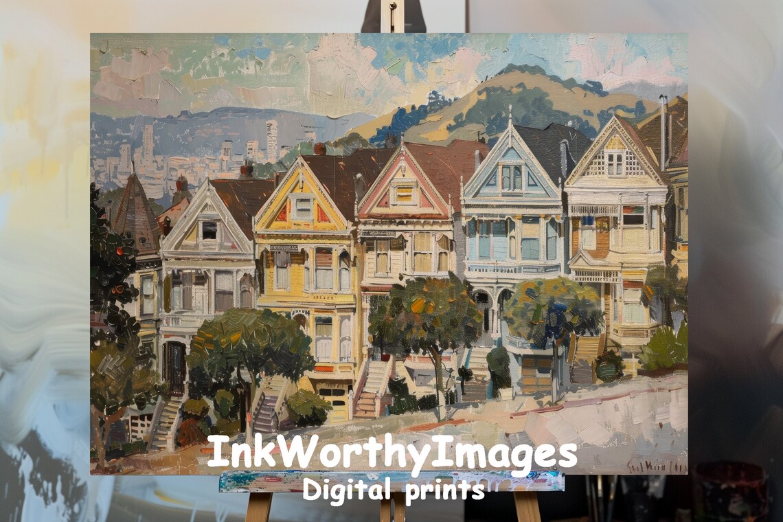 San Francisco Painted Ladies, Urban Landscape Art Print