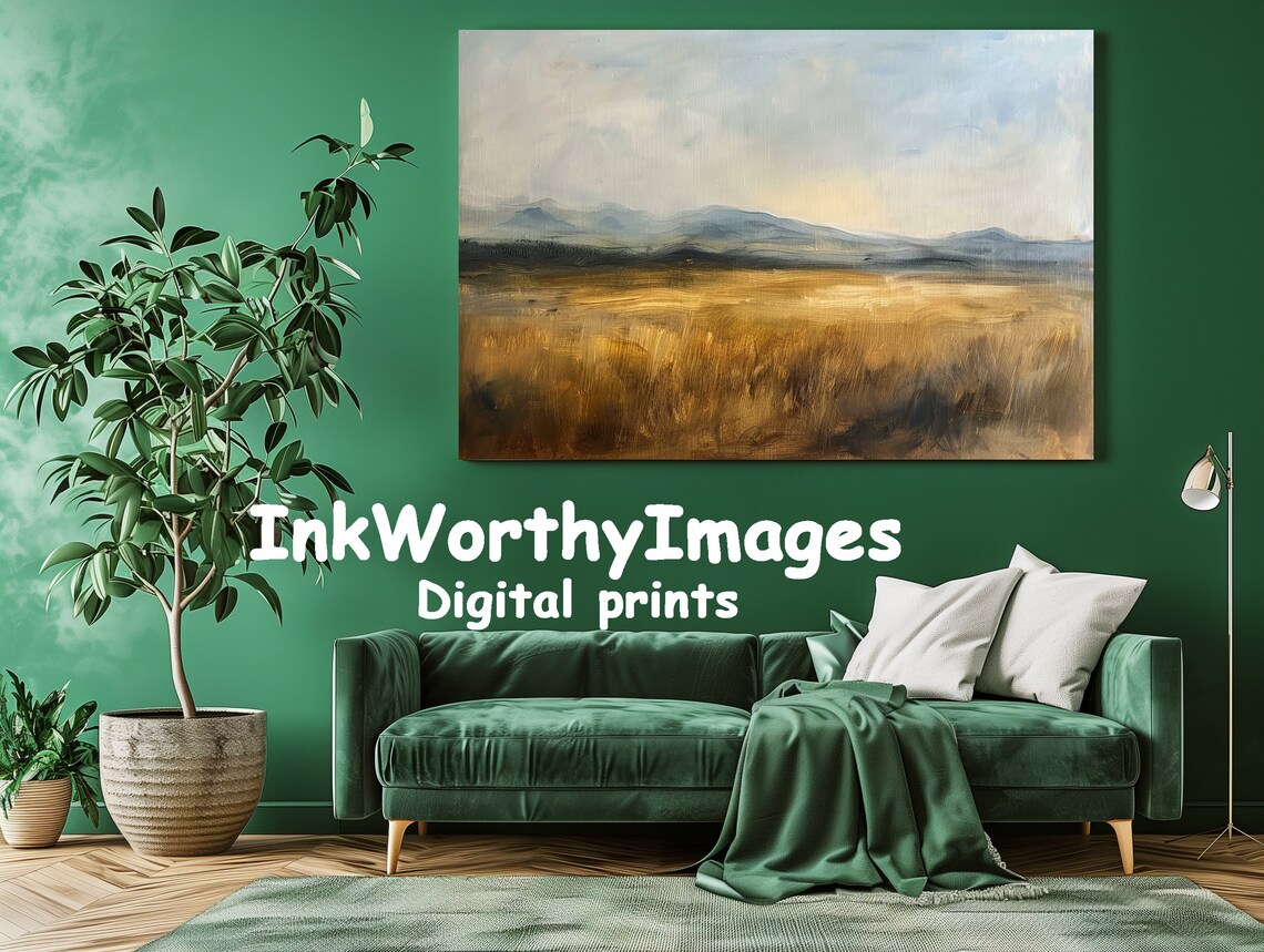 Golden Prairie Landscape - Rustic Minimalist Art Print - Image 2