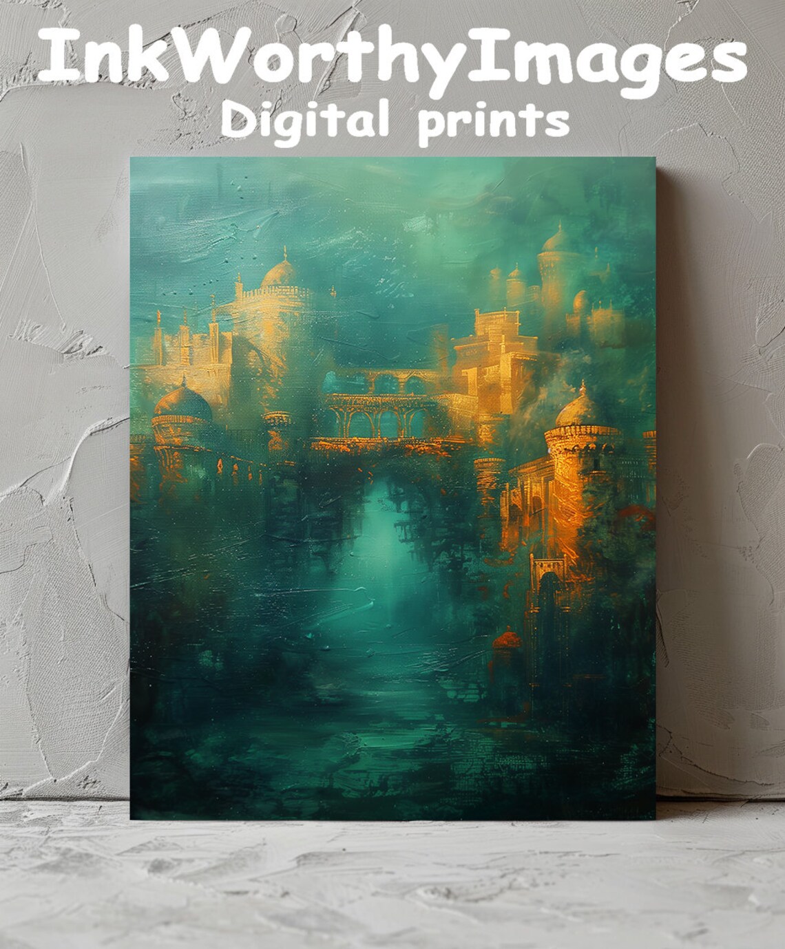 Mystical Ancient City Painting, Fantasy Castle