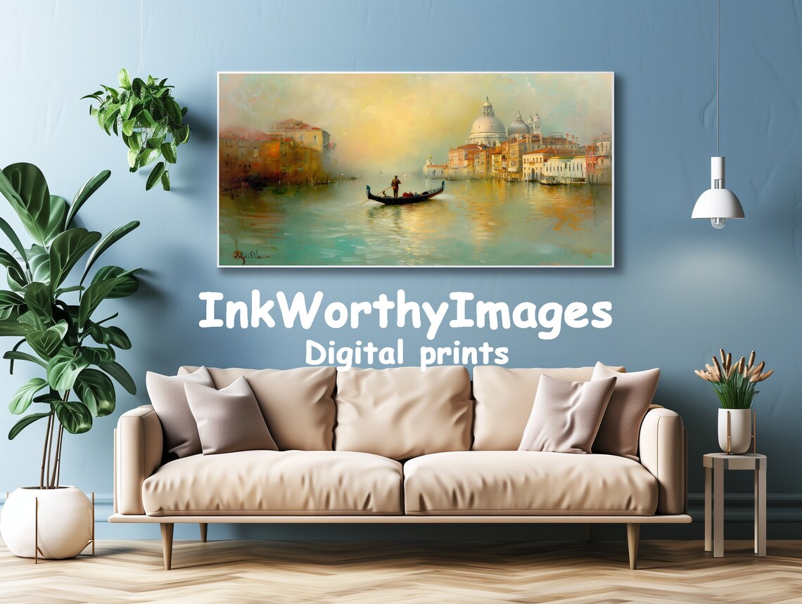 Venetian Canal Sunrise Gondola Serenade, Watercolor Art Print - Image 2