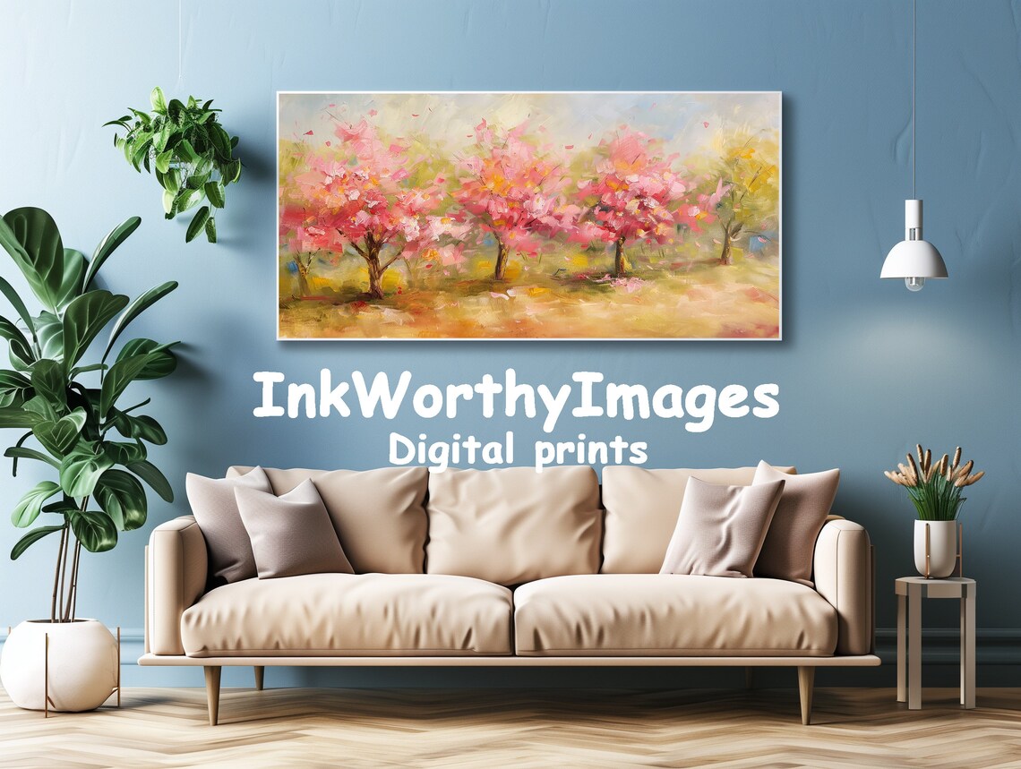 Blossoming Cherry Trees Art Print, Spring Landscape - Image 4