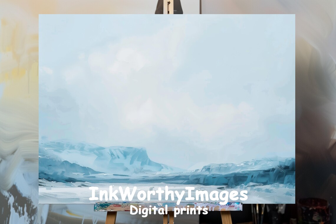 Minimalist Arctic Landscape, Tranquil Polar Bear Scene