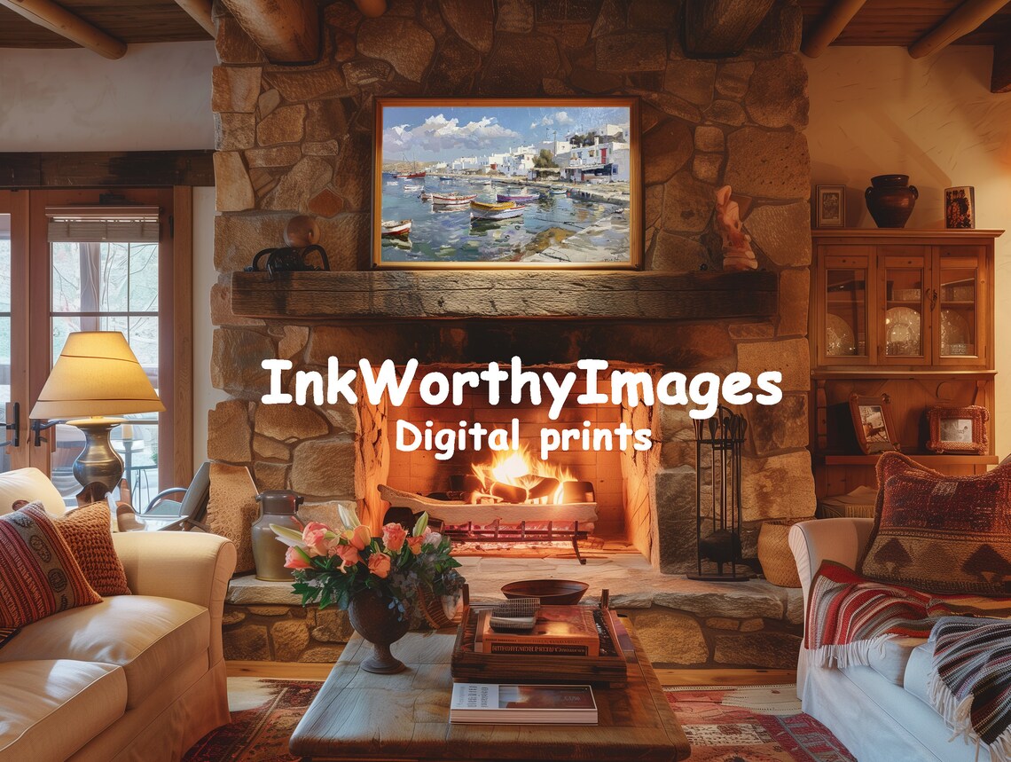 Greek Fishing Village, Mediterranean Seaside Landscape - Image 3
