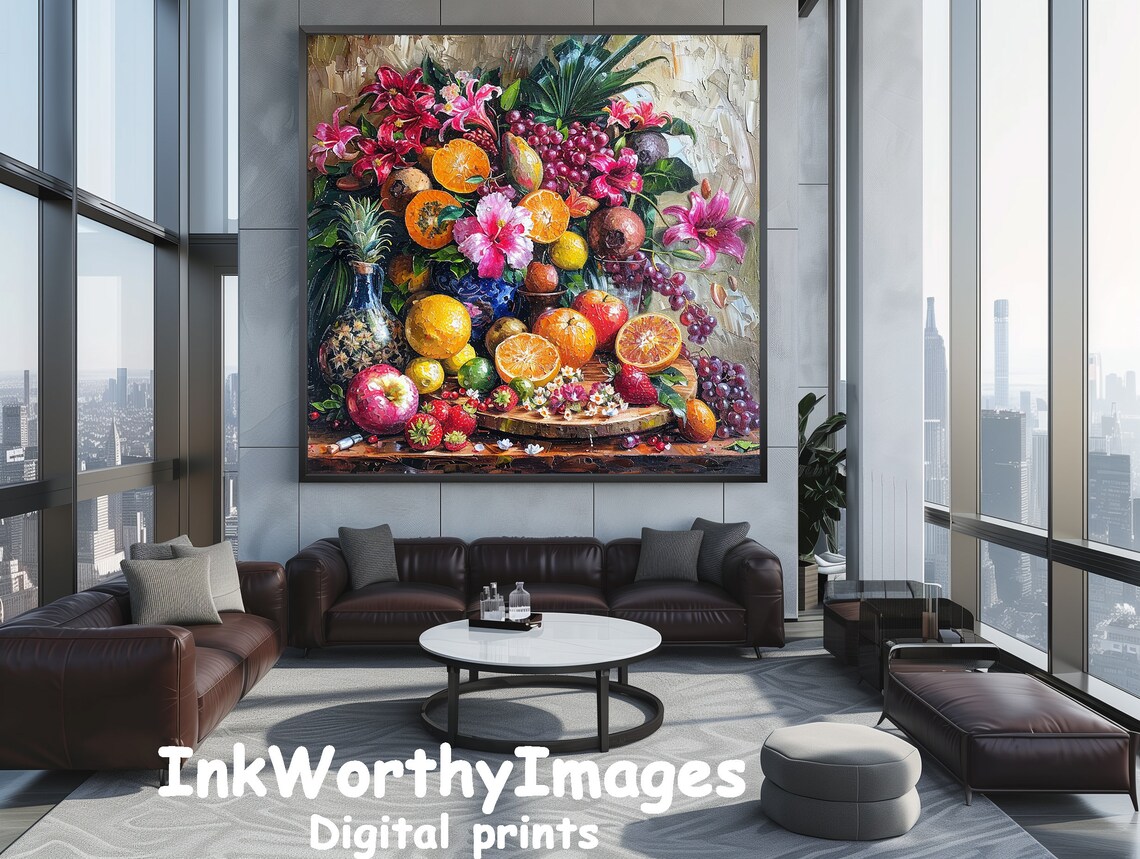 Lush Tropical Fruit And Flowers, Exotic Kitchen Decor - Image 2