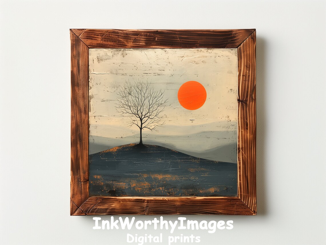 Minimalist Tree Sunset, Modern Landscape Art - Image 3