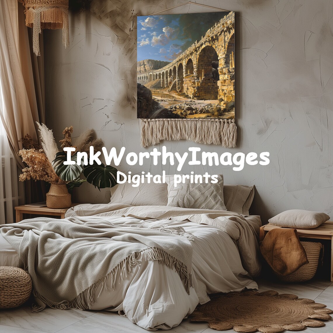 Ancient Roman Aqueduct, Historical Architecture Art - Image 2