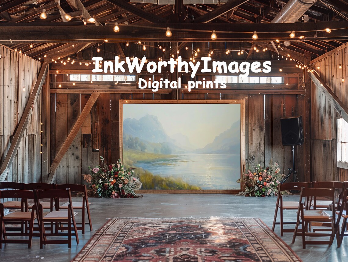 Misty Mountain Lake Tranquil Waterscape Art Print - Image 6