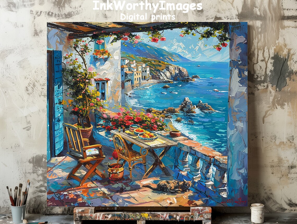 Mediterranean Coastal Terrace, Scenic Ocean View