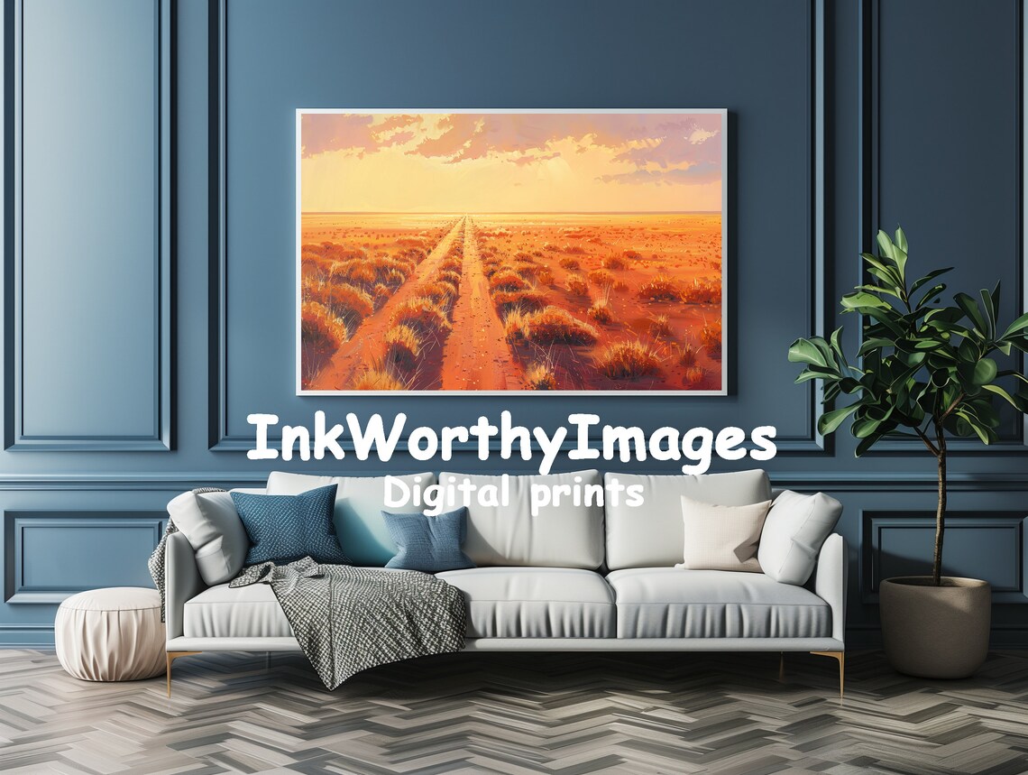 Golden Desert Road Painting, Desert Landscape Decor - Image 4