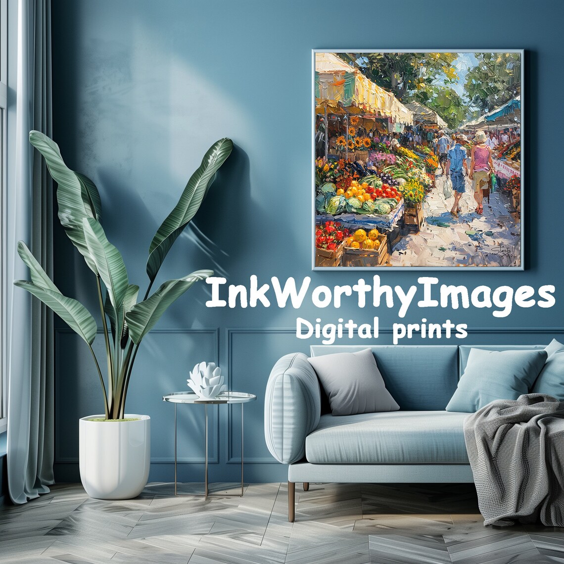 Bustling Market Street Art Print, Vibrant Cityscape - Image 5