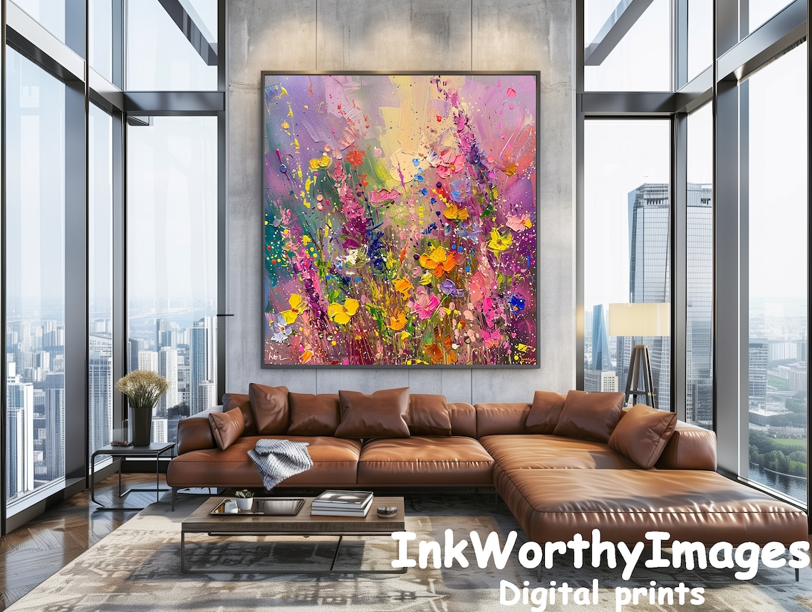 Flower Meadow Impressionistic Floral Artwork, Nature Decor - Image 5