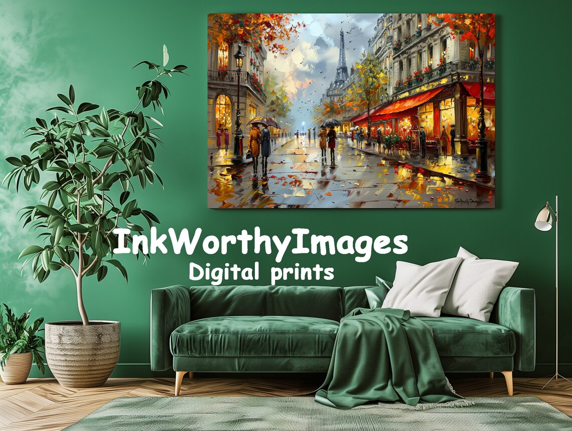Paris Street Scene In Autumn, Romantic Cityscape - Image 2