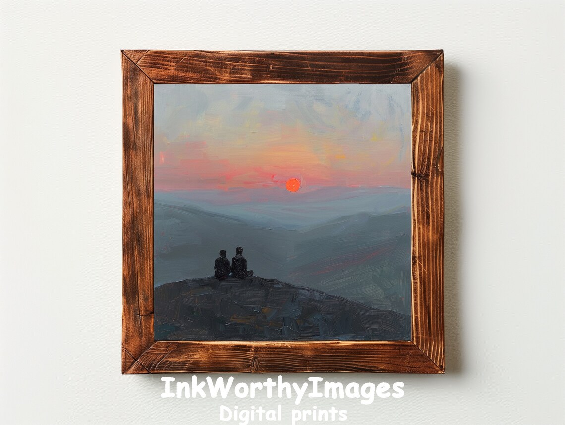 Sunset Contemplation, Serene Mountain View Art Print - Image 4