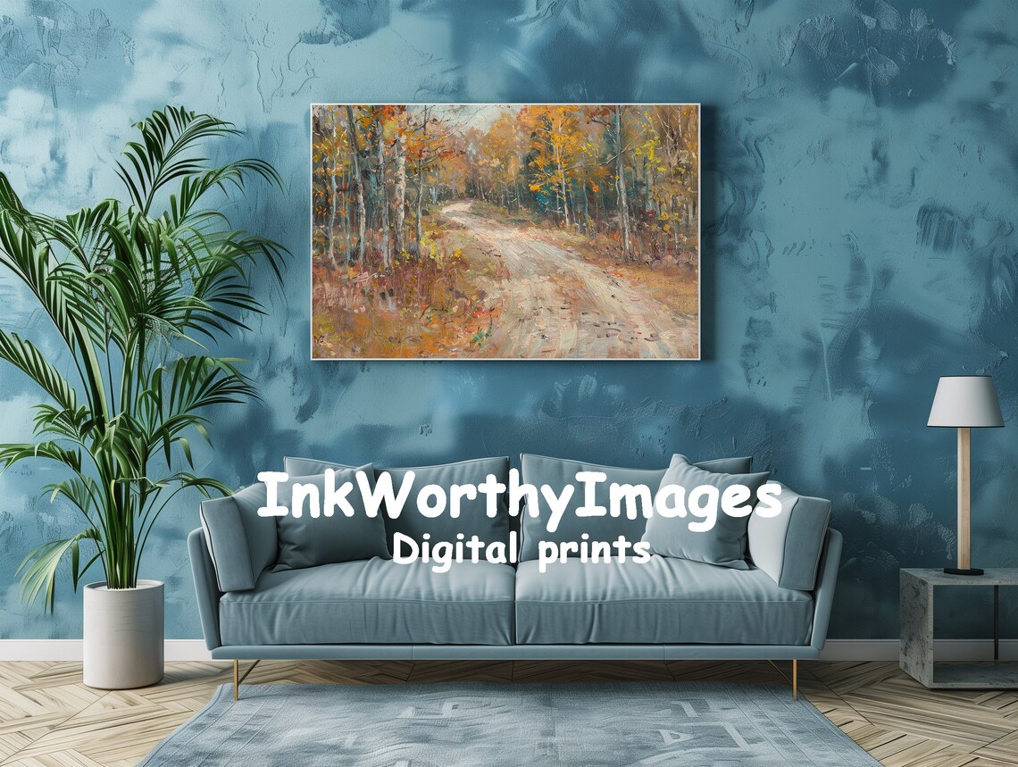 Rustic Autumn Path, Impressionist Forest Landscape - Image 2