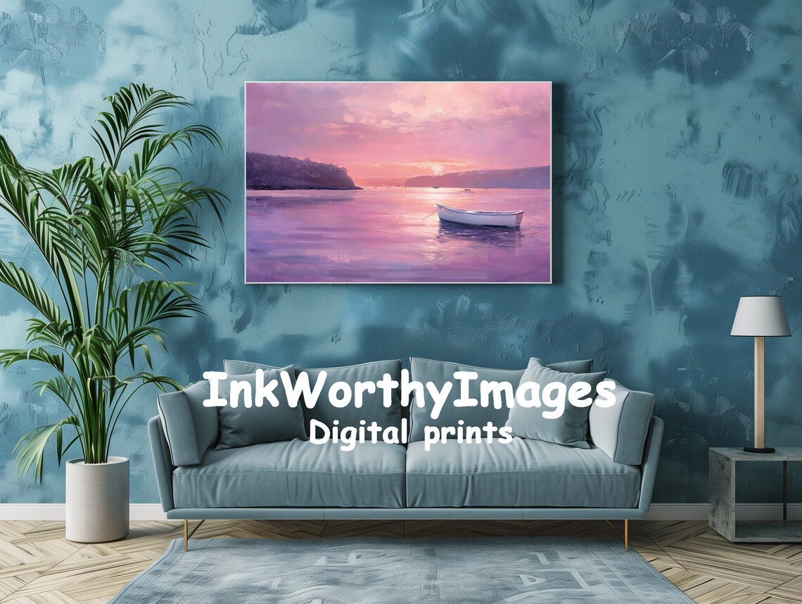 Tranquil Boat Seascape, Coastal Nautical Decor - Image 2