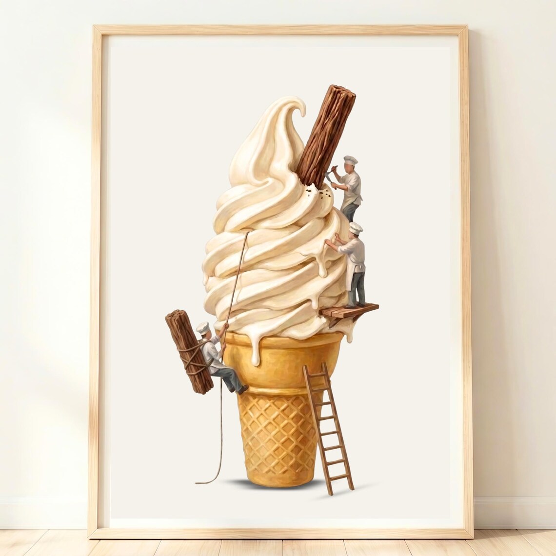 Ice Cream Minimal Food Poster, Kitchen Decor