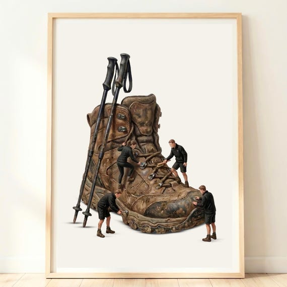 Hiking Boot Print, Mountain Trekking Poster