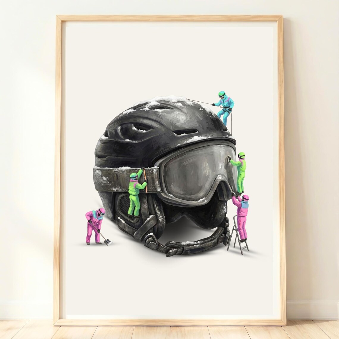 Surreal Ski Art, Whimsical Lodge Decor Poster