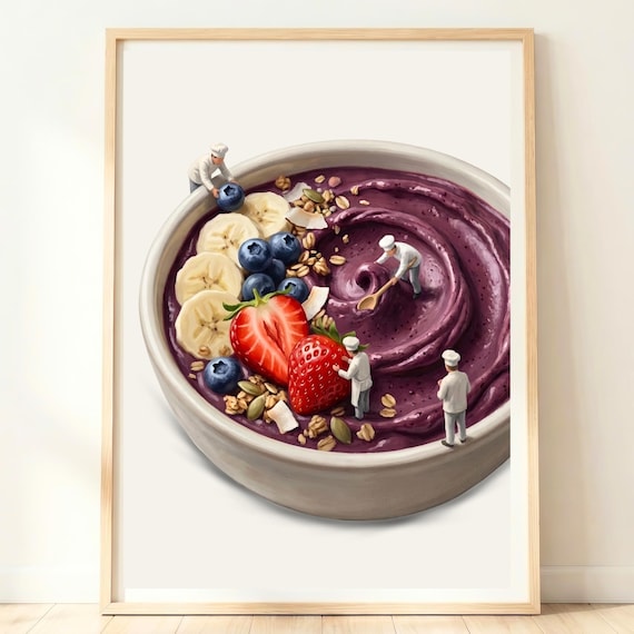 Acai Bowl Wall Art Smoothie Print Healthy Breakfast Decor Wellness Kitchen Poster