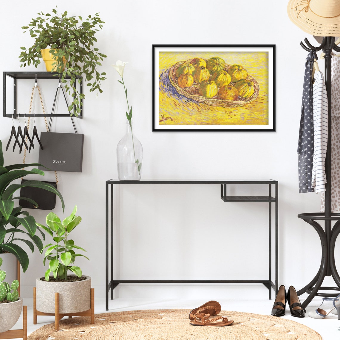 Van Gogh Still Life Basket of Apples Yellow Classic Art Print - Image 4