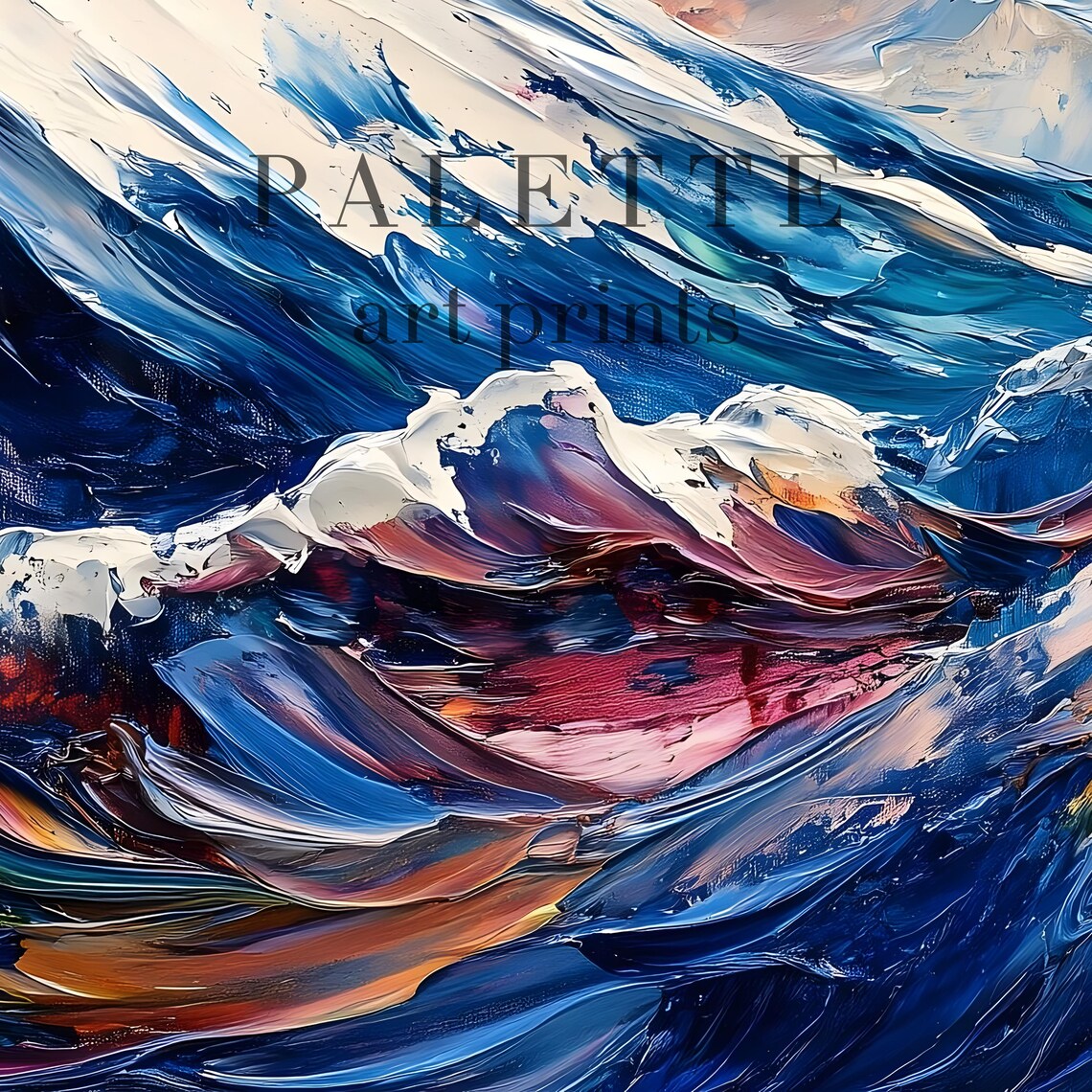 Vibrant Mount Fuji Snow Capped Peak Impasto Oil Painting Poster - Image 2