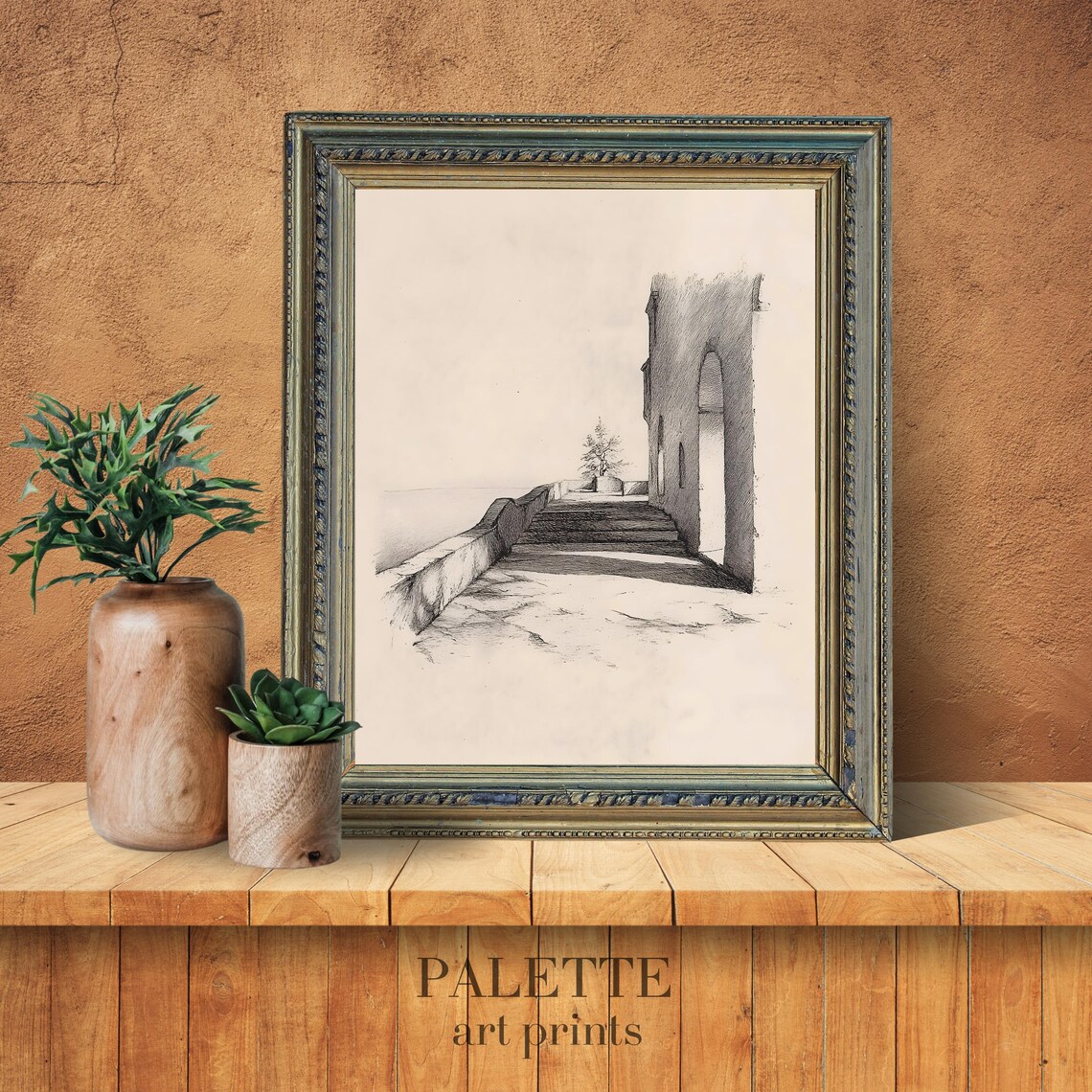 Architectural Wall With Solitary Tree, Minimalist Art - Image 2