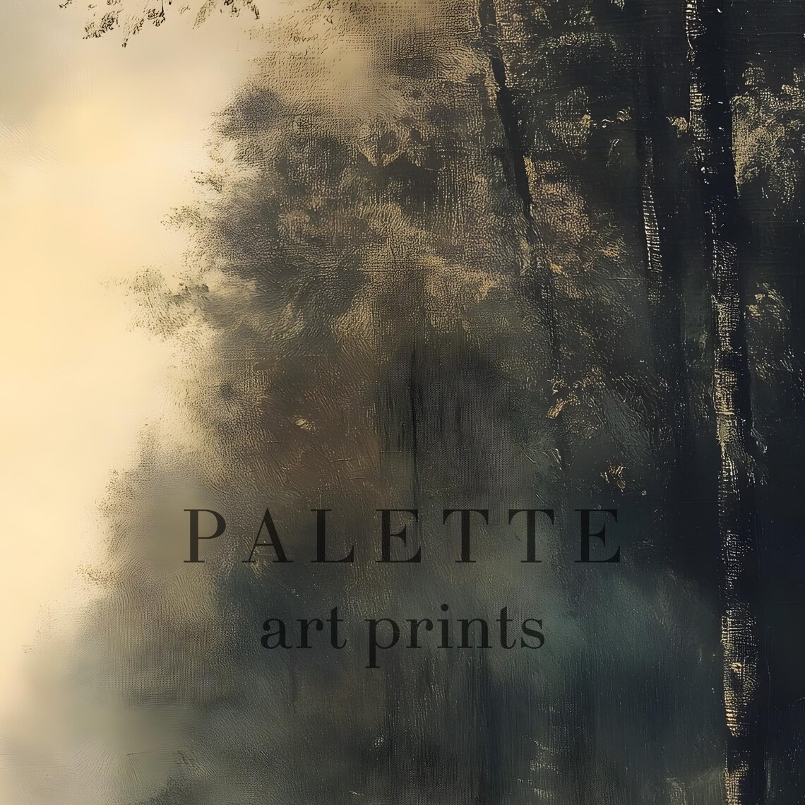Misty Dark Pine Forest Trail with Golden Light Break Wall Art - Image 2