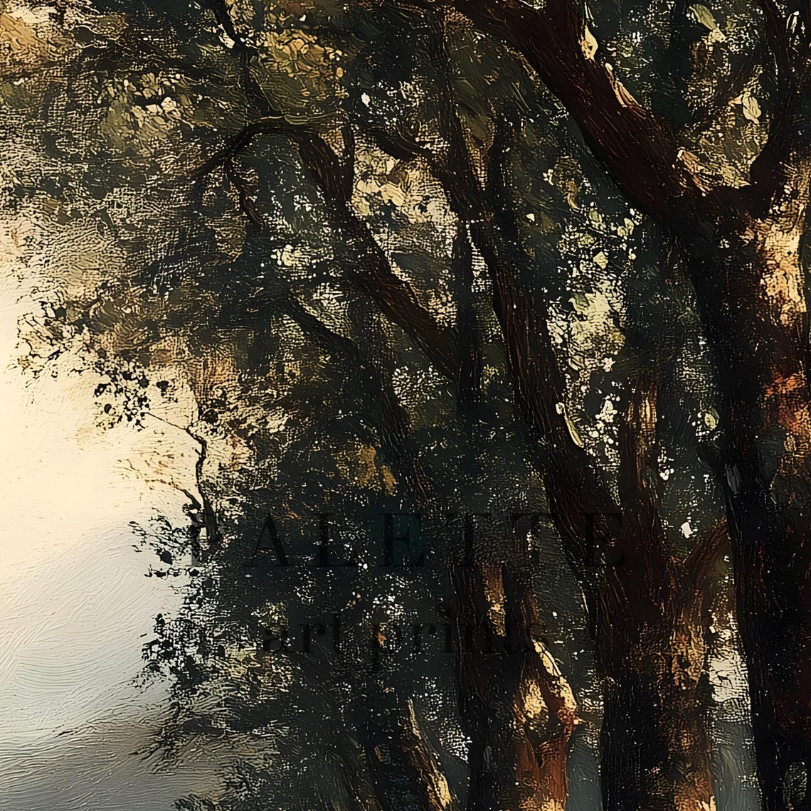 Tranquil Tree Lined Forest Pathway Bathed In Golden Light Poster - Image 2