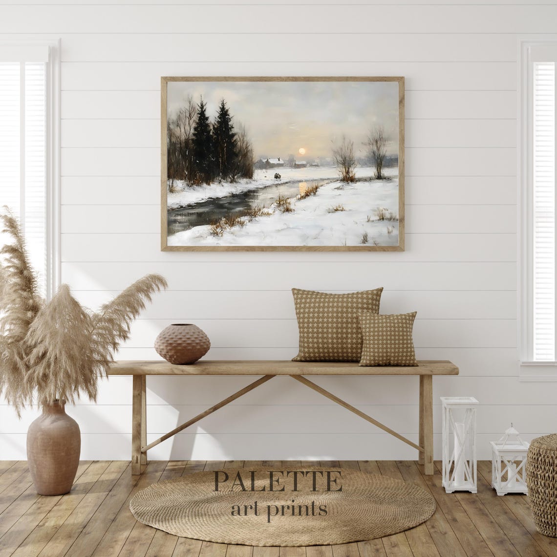 Winter River at Sunrise Soft Morning Light Snowy Scene Poster - Image 2
