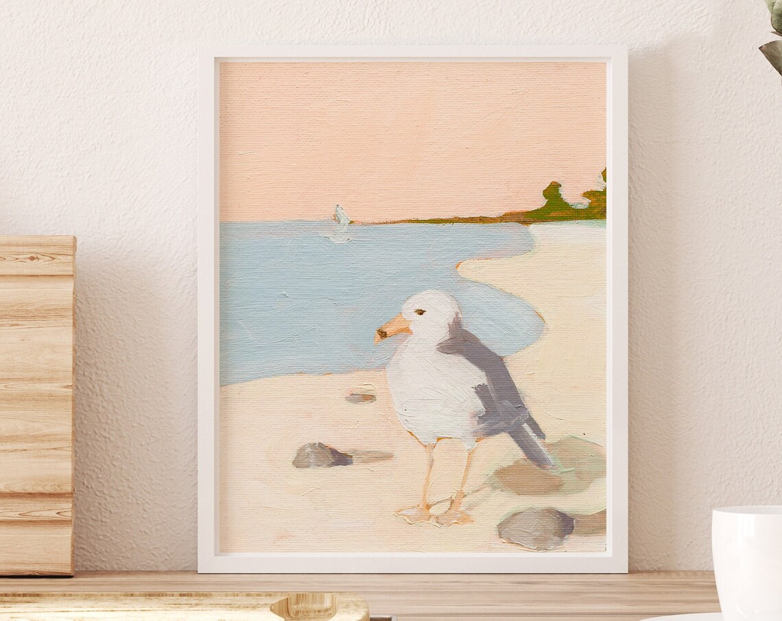 Seagull Art Print, Neutral Nautical Decor - Image 3