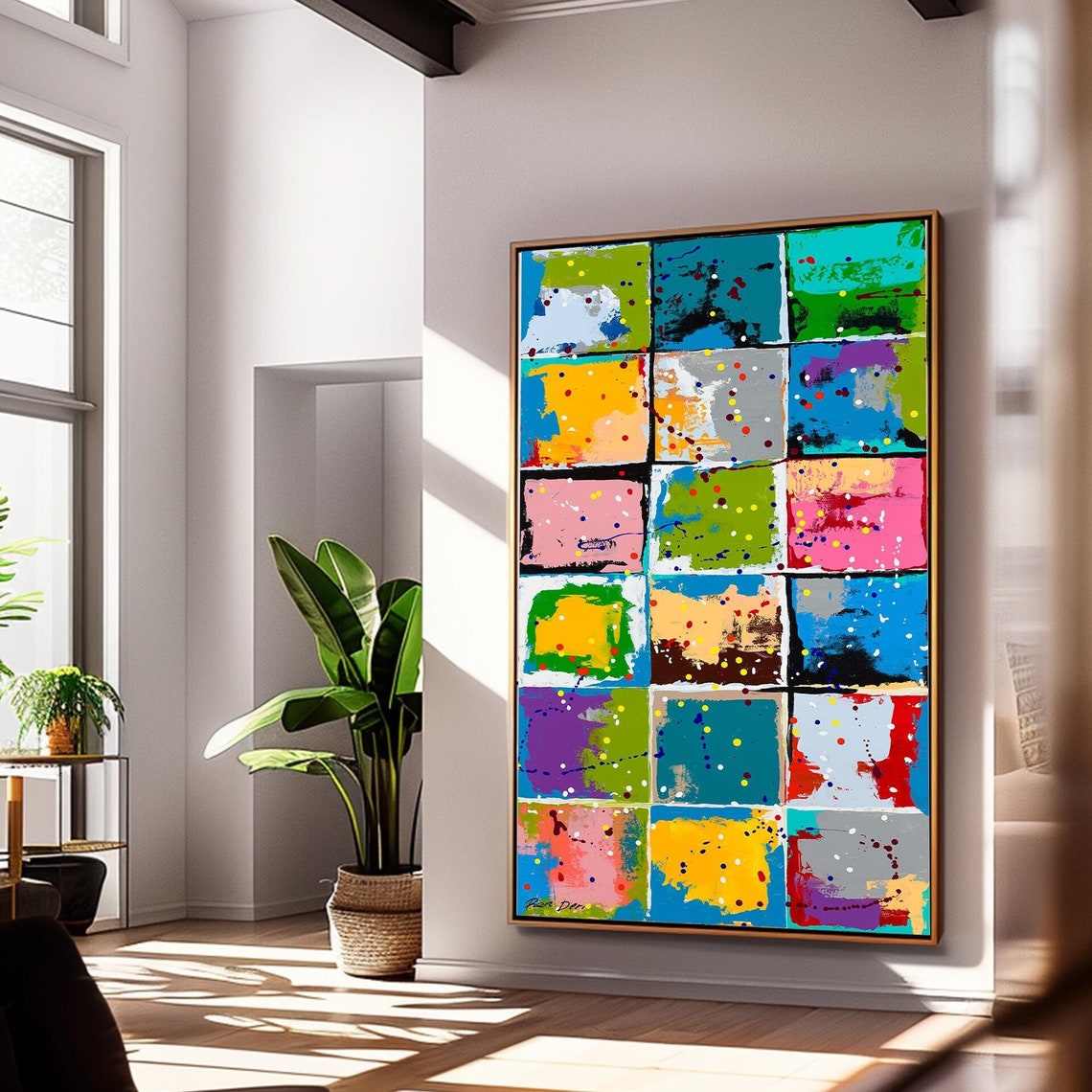 Bold Color Block Square Grid Tall Modern Abstract Decor Poster