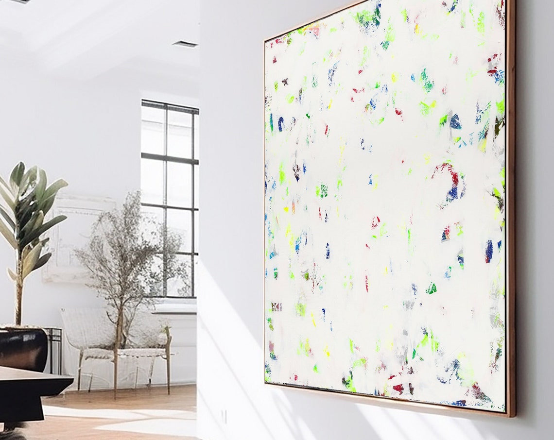 Sparse Confetti Dots White Minimalist Abstract Artwork Poster - Image 5
