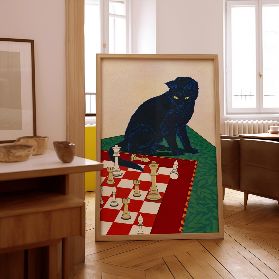Black Cat Chess Poster, Artistic Wall Art Print - Image 4